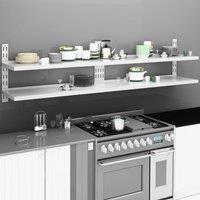 Berkfield Home 2-Tier Floating Wall Shelves 2 pcs Stainless Steel 240x30 cm in Grey