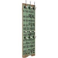 Berkfield Home Wall-mounted Coat Rack with 6 Hooks 120x40 cm HAPPY LOVE
