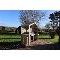 Churnet Valley Garden Furniture Ltd Grill & Chill BBQ Hut - L111.5 x W224 x H233 cm Partially Assembled in Light Tan