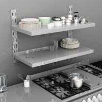 Berkfield Home 2-Tier Floating Wall Shelf Stainless Steel 100x30 cm in Grey