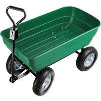 tectake Garden Trolley - tip function, padded handle, 300 kg load capacity in Green