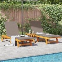 Berkfield Home Sun Lounger Set of 3 Taupe Solid Acacia wood Foldable in Brown