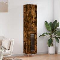 Berkfield Home Highboard Smoked Oak 34.5x34x180 cm Engineered Wood in Brown