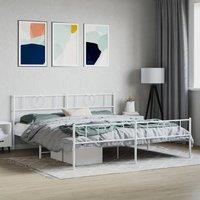 Berkfield Home Metal Bed Frame with Headboard & Footboard White 180x200 cm Super King