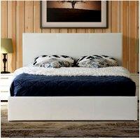 Modernique Ottoman Double Storage Bed Faux Leather with Gas Lift Up Base in Off-White