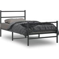 Berkfield Home Metal Bed Frame without Mattress with Footboard Black 100x200cm in Black | Size: 100x200 cm