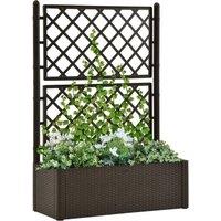Berkfield Home Garden Raised Bed with Trellis & Self Watering System Mocha in Black