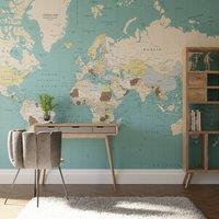 Superfresco Easy World Map Blue Print To Order 3m x 2.8m Mural