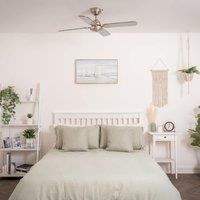ValueLights Magnum 42 4 Blade Chrome & Black Ceiling Light Fan with Remote in Silver