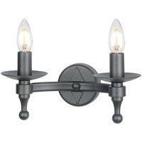 Netlighting Warwick 2 Light Indoor Candle Wall Light Graphite Black E14
