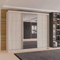 Sliding Wardrobes 4U Modern 3 Door Sliding Wardrobe-Bedroom cabinet 250cm x 217cm in Light Oak | Size: 250 cm x 217 cm
