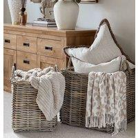 Ivyline Wicker Log Basket Square S/2 45x50, 40x35cm | Multi Purpose Use | Premium Quality | Extra Large in Natural | Size: 40x35 cm