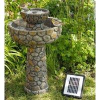 Primrose Cobbled Solar 2-Tier Bird Bath Water Fountain UV Frost Resistant 68cm in Stone