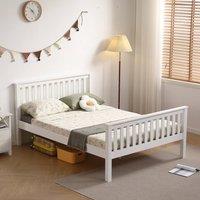 Amani Solid Pine Devon Style Wooden Bed Frame in White in Soft White | Size: Small Double