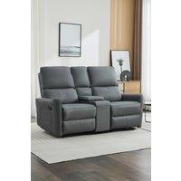 More4Homes Madrid 2 Seater W Console Manual Air Leather Recliner Sofa in Grey