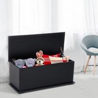 HOMCOM Box Chest With Lid Ottoman Storage Keepsake Cabinet Chipboard in Black