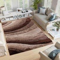 Desire Rugs Modern Soft Waves Shimmer Shaggy Area Rugs in Bronze | Size: 200 cm x 290 cm