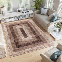 Desire Rugs Modern Soft Bordered Shimmer Shaggy Area Rugs in Bronze | Size: 200 cm x 290 cm