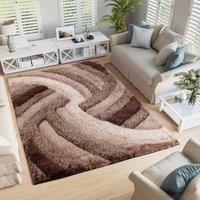 Desire Rugs Modern Soft Swirl Shimmer Shaggy Area Rugs in Bronze | Size: 200 cm x 290 cm
