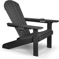 VonHaus Westport Reclining HDPE Adirondack Garden Chair in Black | Size: 1 Pack