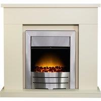 Adam Fires & Fireplaces Adam Lomond Fireplace in Pure White & Colorado Brushed Steel Electric Fire, 39 Inch in Grey