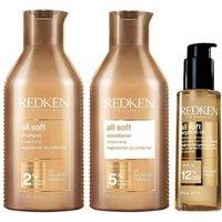Redken All Soft Shampoo Conditioner Oil Bundle in Clear