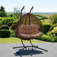 Artemis Home Alston Double Garden Hanging Egg Chair in Brown