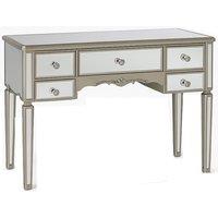 Melody Maison Large Mirrored Dressing Table, Mirror & Stool Set - Tiffany Range in Metallic Silver