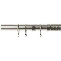 New Edge Blinds 25-28mm Traction End Metal Curtain Pole Set - Satin Silver | Size: 170 cm - 300 cm