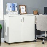 VINSETTO 2-Tier Locking Office Storage Cabinet File Organisation w/ Handles Keys in White