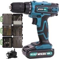 MYLEK Cordless Drill VCB with 204 Piece Accessory Kit in Green