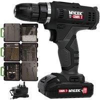 MYLEK Cordless Drill MYW09 with 204-Piece Accessory Kit in Black