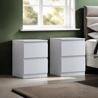 FWStyle Matt White Set Of 2 Bedside Table Chest Scratch Resistant Deep Drawer