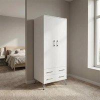 FWStyle Maldon 2 Door Double Wardrobe With 2 Drawers Matt White