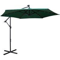 Samuel Alexander Lit 3m Solar Powered Green Banana Garden Parasol with Crank Handle & LEDs