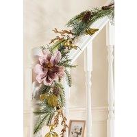 Dibor Luxury Magnolia Blush Xmas Decoration Staircase Christmas Garland 1.8m | Size: Large