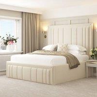 Bed Choices Emperor Upholstered Bed Frame with 54 Headboard & Ottoman Storage (Mattress not included) in Cream | Size: Super King