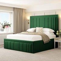 Bed Choices Emperor Upholstered Bed Frame with 54 Headboard & Ottoman Storage (Mattress not included) in Green | Size: Small Double