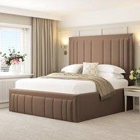 Bed Choices Emperor Upholstered Bed Frame with 54 Headboard & Ottoman Storage (Mattress not included) in Taupe | Size: Single