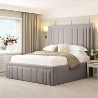 Bed Choices Emperor Upholstered Bed Frame with 54 Headboard & Ottoman Storage (Mattress not included) in Light Grey | Size: King
