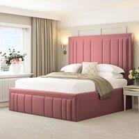 Bed Choices Emperor Upholstered Bed Frame with 54 Headboard & Ottoman Storage (Mattress not included) in Pink | Size: Small Double