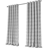 New Edge Blinds Luxe Geo Velvet Eyelet Curtains in Grey | Size: 228 cm width x 228 cm drop