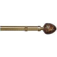 New Edge Blinds 28mm Fixed Length Metal Eyelet Curtain Pole Set - Alexia Finial in Metallics | Size: 170 cm