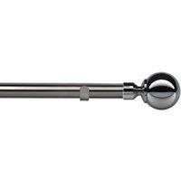 New Edge Blinds 28mm Fixed Length Metal Eyelet Curtain Pole Set - Met Ball Finial in Grey | Size: 190 cm