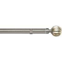 New Edge Blinds 28mm Fixed Length Metal Eyelet Curtain Pole Set - Dynasty Finial in Silver | Size: 240 cm
