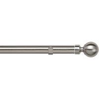 New Edge Blinds 28mm Fixed Length Metal Eyelet Curtain Pole Set - Met Ball Finial in Silver | Size: 250 cm
