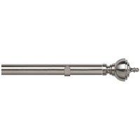 New Edge Blinds 28mm Fixed Length Metal Eyelet Curtain Pole Set - Vienna Finial in Silver | Size: 400 cm
