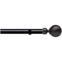 New Edge Blinds 28mm Fixed Length Metal Eyelet Curtain Pole Set - Met Ball Finial in Black | Size: 170 cm
