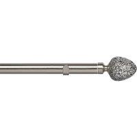 New Edge Blinds 28mm Fixed Length Metal Eyelet Curtain Pole Set - Alexia Finial in Silver | Size: 170 cm
