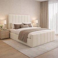 Desire Deco Luxury Eleanor Storage Bed Frame, Single, Double, King, Super King in Cream | Size: Small Double